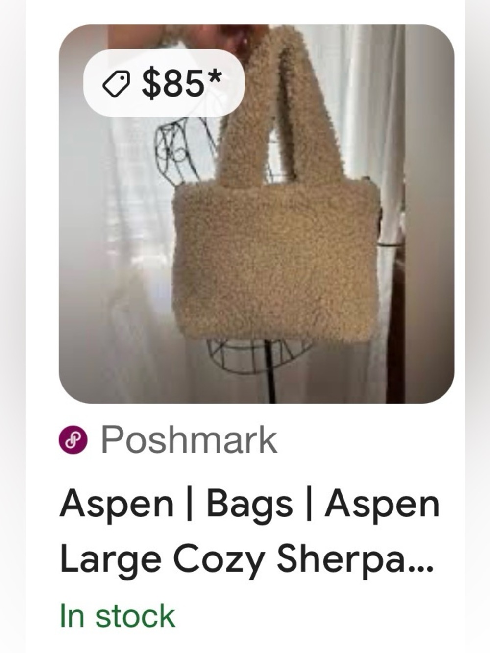 ASPEN SHERPA CROSSBODY HANDBAG TEDDY BEAR WITH REMOVABLE CROSSBODY STRAP NWT - Picture 6 of 8